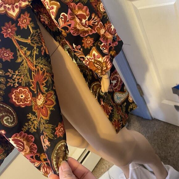 Spense Women Button Up Shirt 1X Black Brown Paisley Hi Low Coastal Sheer Long Sl - Picture 7 of 9